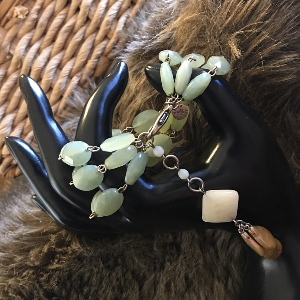 David Aubrey 3 strand green aventurine bracelet